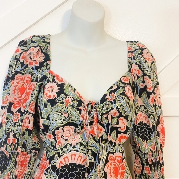 Band Of Gypsies Simone Floral Printed Flared Ruffle Long Sleeve Mini Dress Y2K - Picture 2 of 8